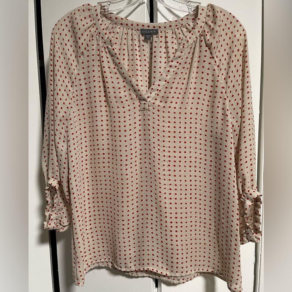 Lilla P Red Polka Dot Blouse